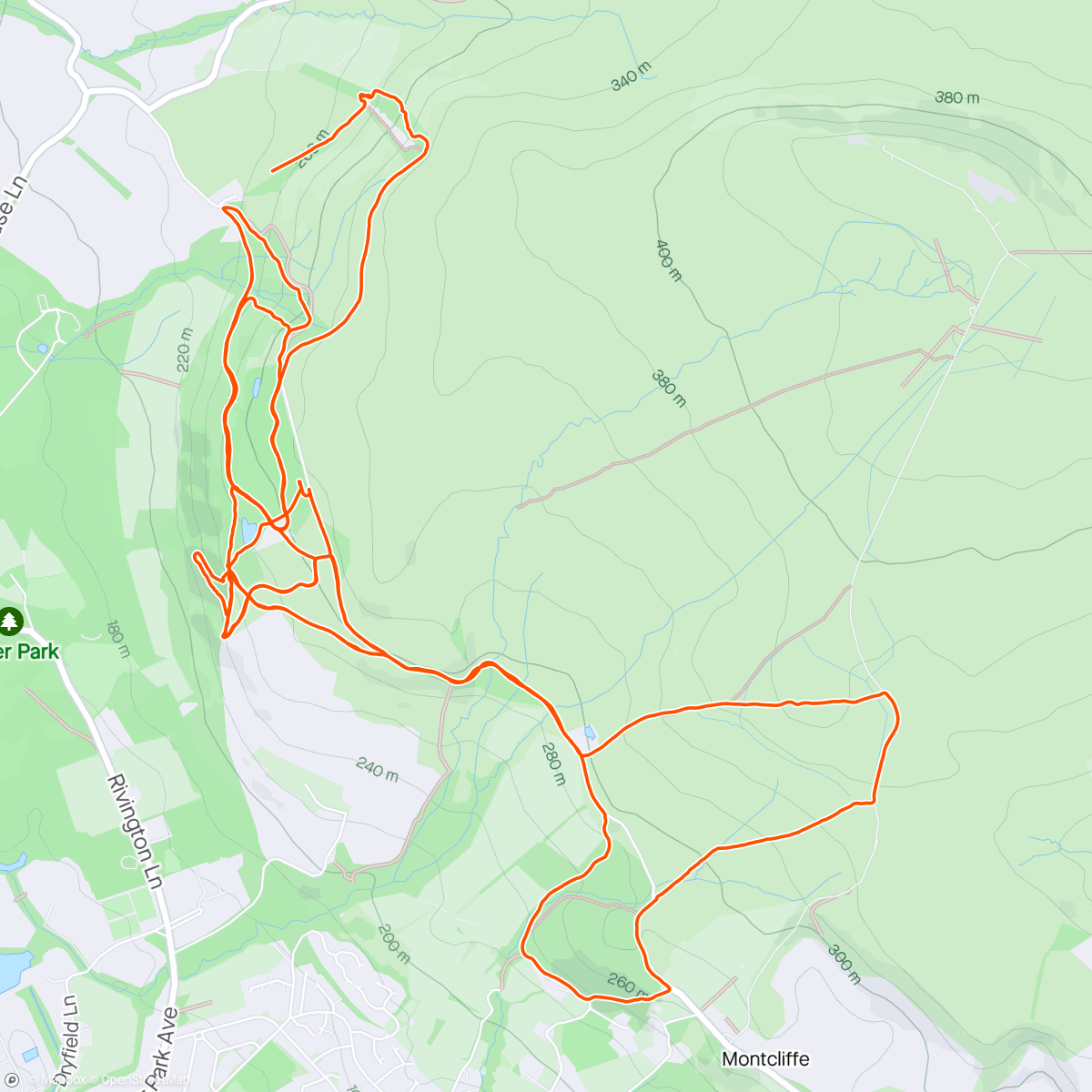 Map of the activity, Rivington steeps