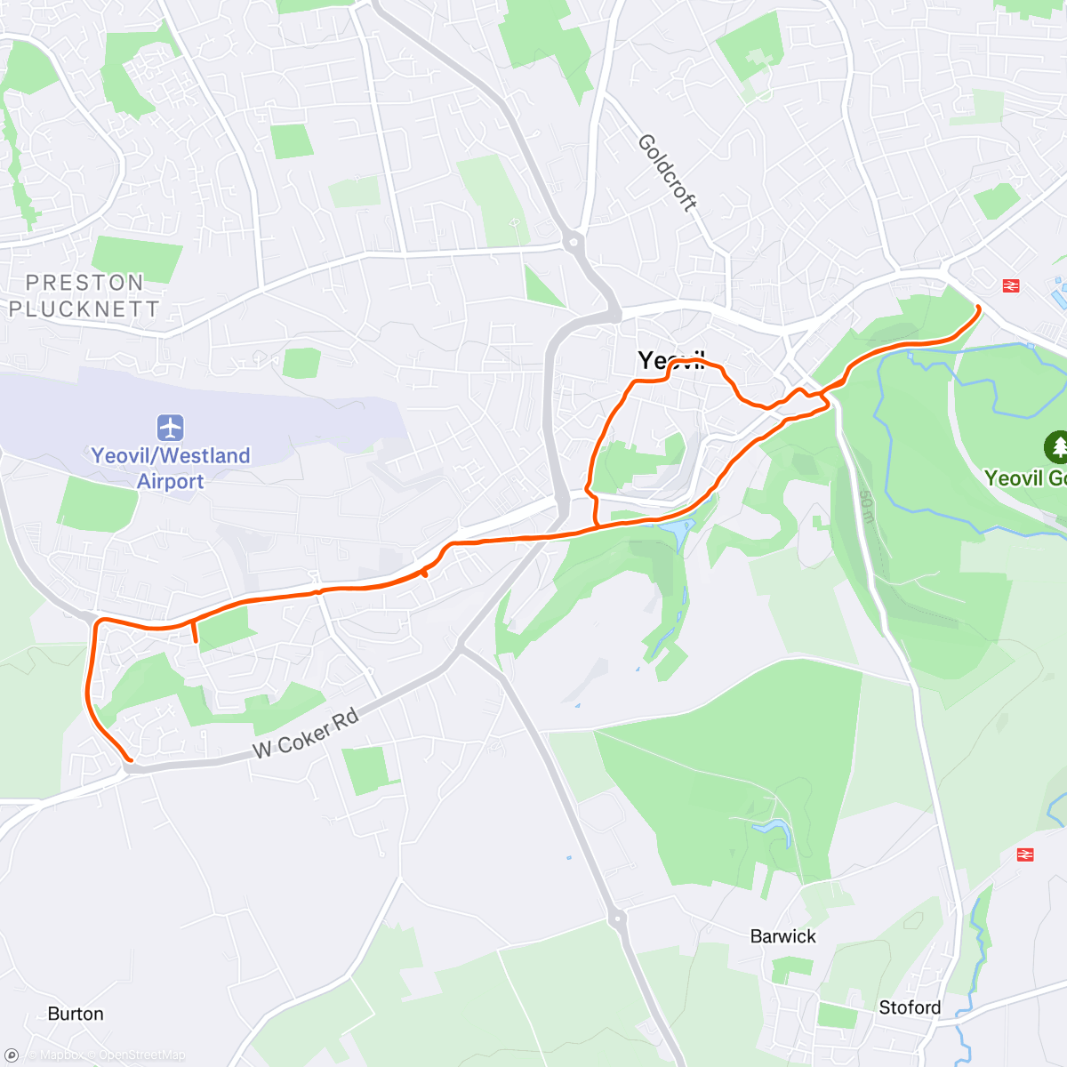 Map of the activity, Easy effort with some hill blasts.