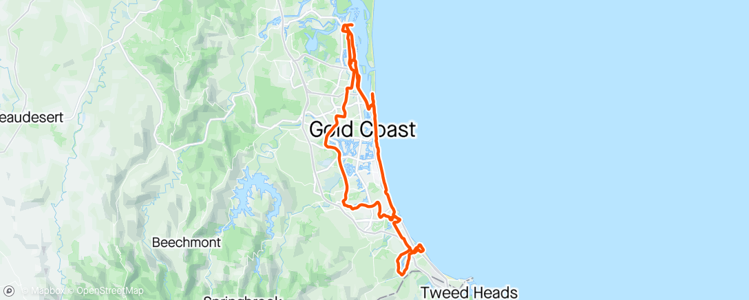 Map of the activity, currumbin loop 🔁 morning ride 💯