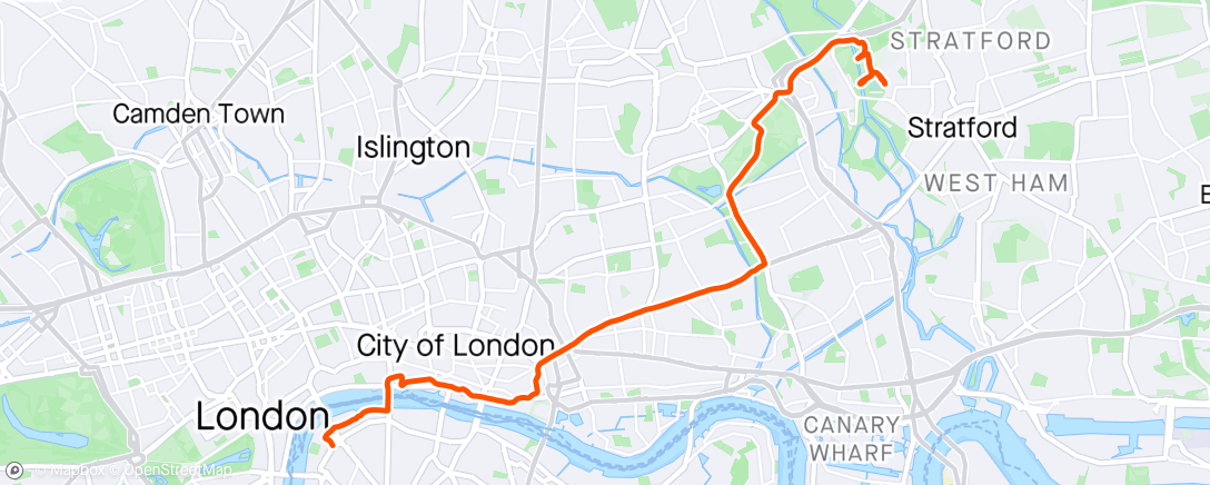 Map of the activity, Waterloo to Olympic park.