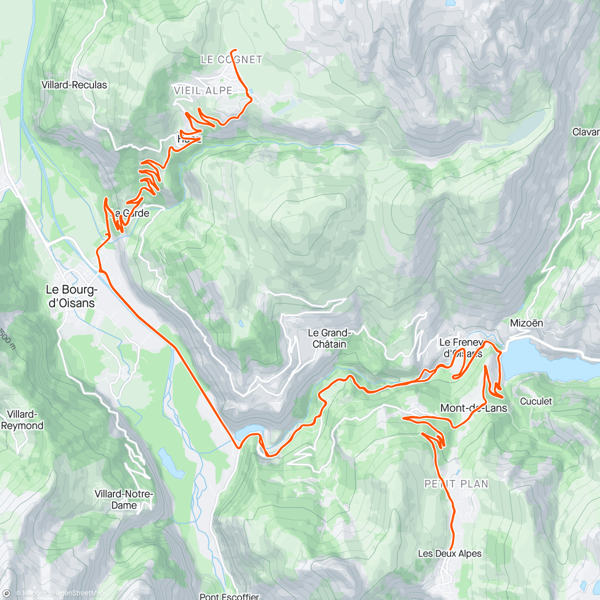 Map of the activity, Alpe d’Huez + Les Deux Alpes