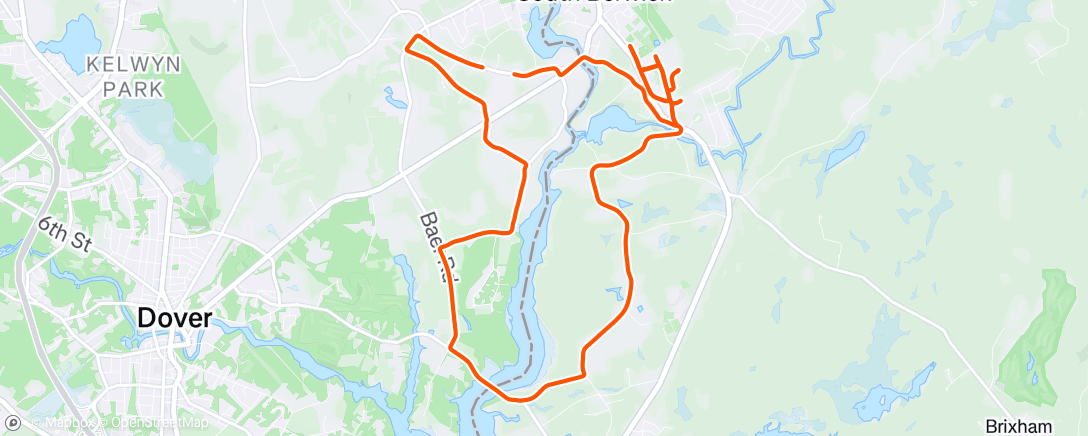 Map of the activity, 6 Hill Sprints + Cooldown on Oldfields Road