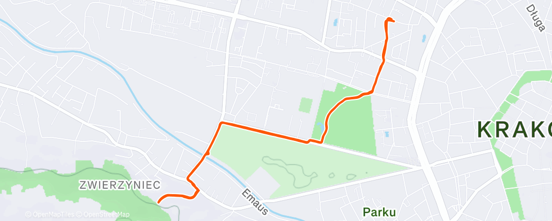 Map of the activity, Sprinty pod górkę 10x150m