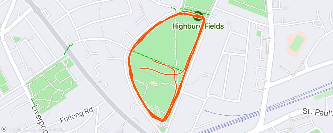 Map of the activity, Highbury Fields parkrun
