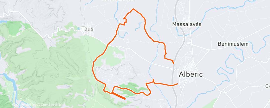 Map of the activity, Bicicleta de gravilla por la tarde