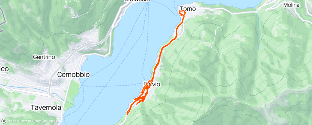Mapa da atividade, Lago Como road and steps run