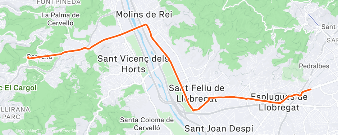 Map of the activity, Bicicleta de montaña matutina