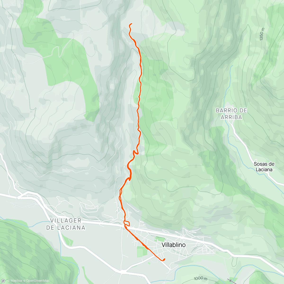 Map of the activity, Subida a la Braña de San Miguel, Buxonte