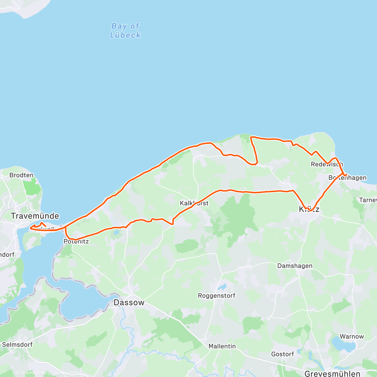 Map of the activity, Mittagsradfahrt