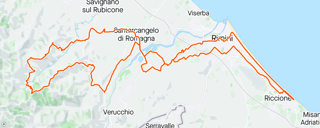 Map of the activity, Riccione Borghi  Ciocca schivando  la pioggia