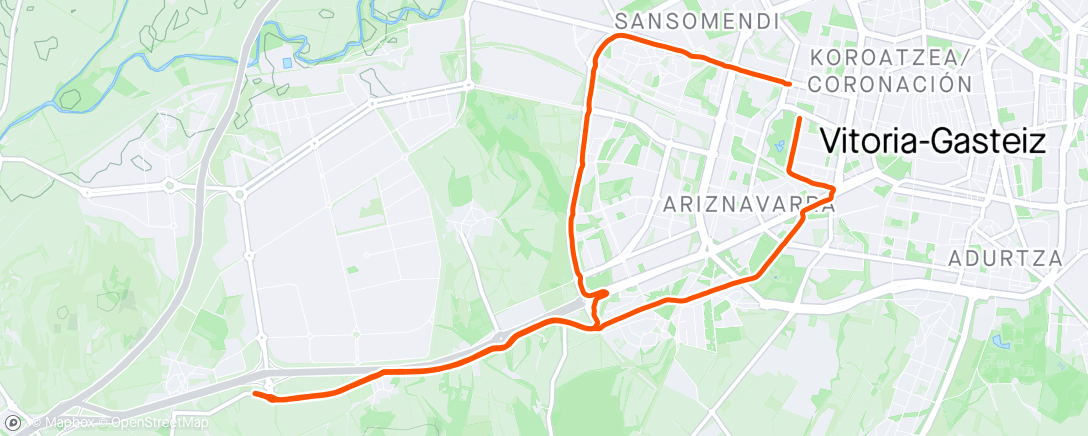 Map of the activity, Running 15k