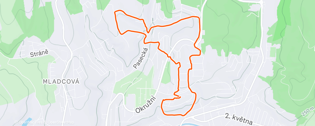 Map of the activity, Afternoon Run
