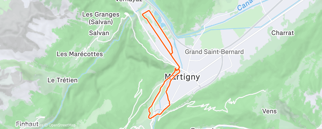 Map of the activity, 10x 1'/1' @3'28 + un peu de tempo montée