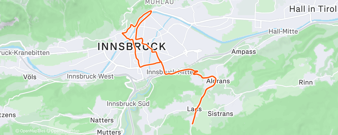 Map of the activity, Zwift - Building Climbs on Innsbruck KOM After Party in Innsbruck