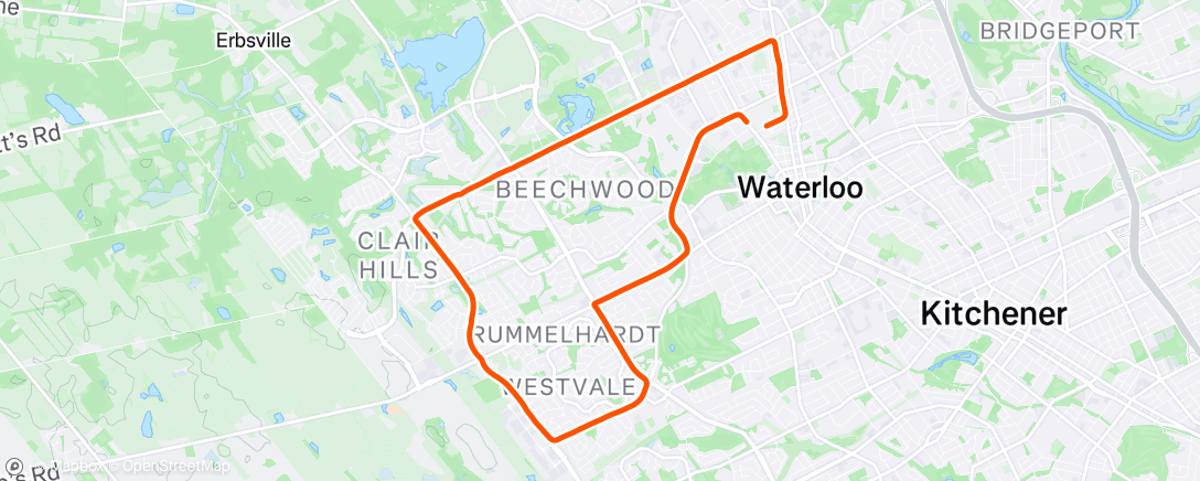 Map of the activity, Evening Run