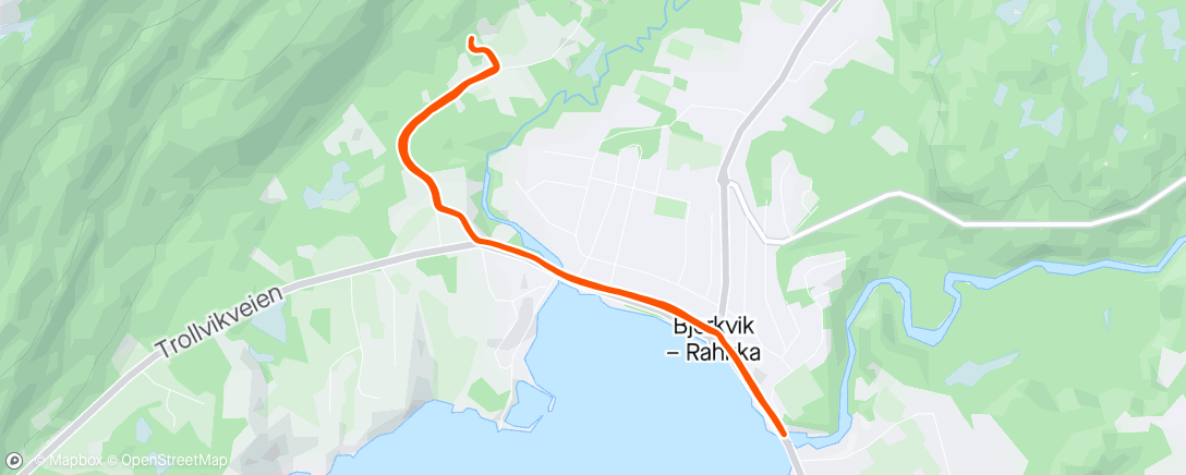 Mapa de la actividad, Evening Run, 6 km @ 4:52/km, litt over maraton-fart