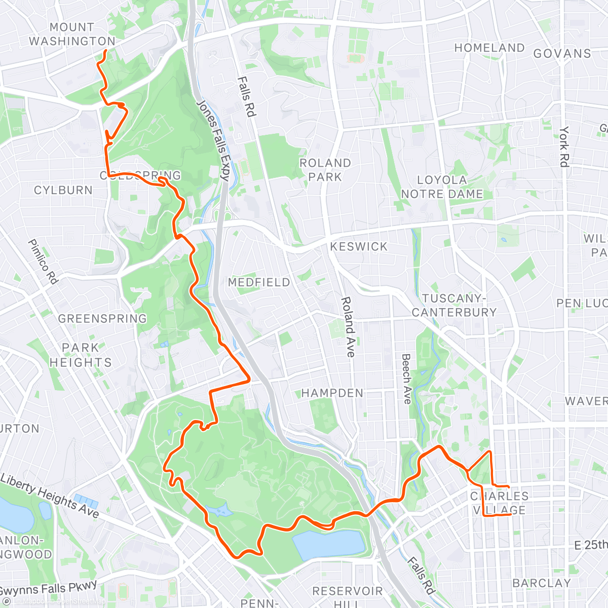 Map of the activity, JFT to Mt Washington
