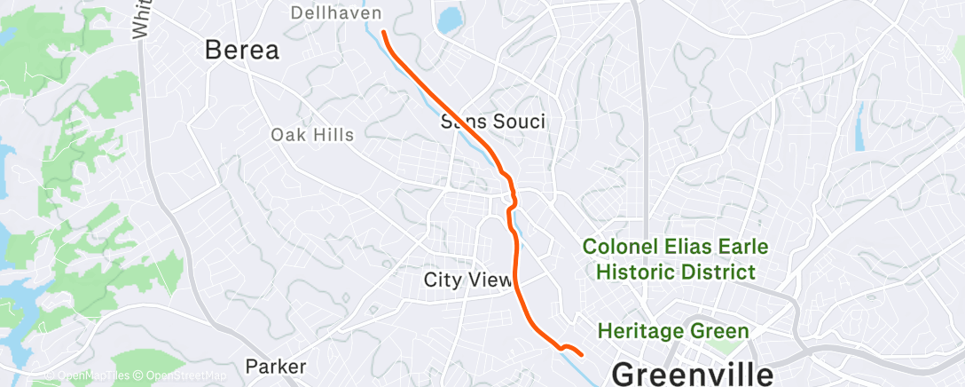 Map of the activity, Afternoon Run