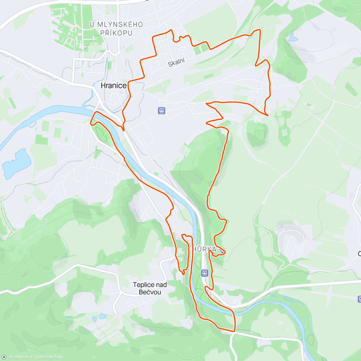 Map of the activity, Afternoon Mountain Bike Ride/Hůrka a Teplice