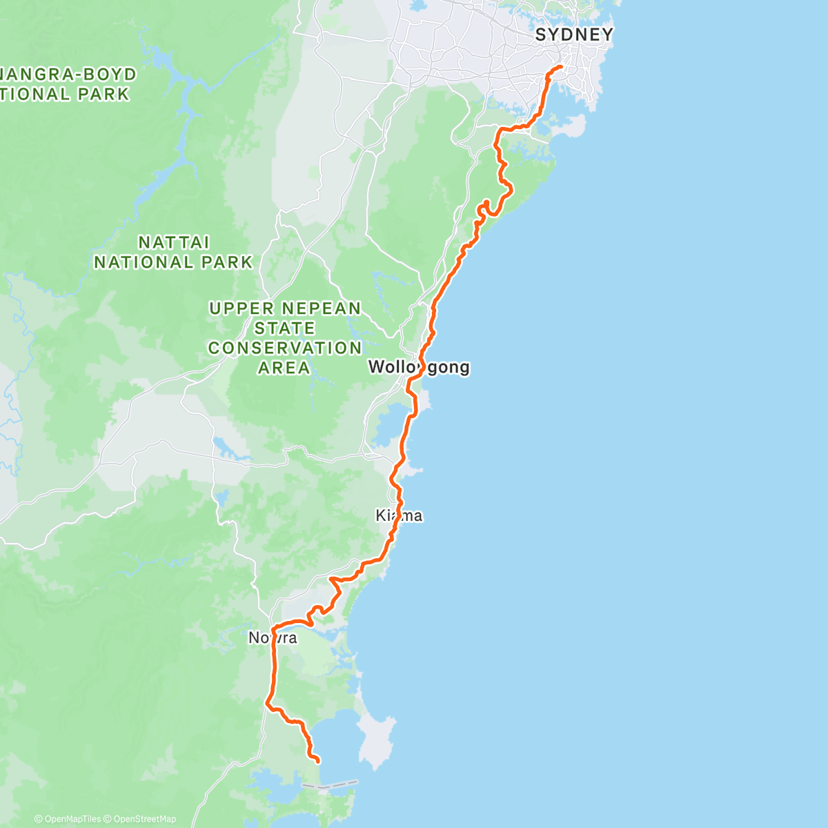 Карта физической активности (Jervis Bay to Sydney 🌤️🚴💨🏡)