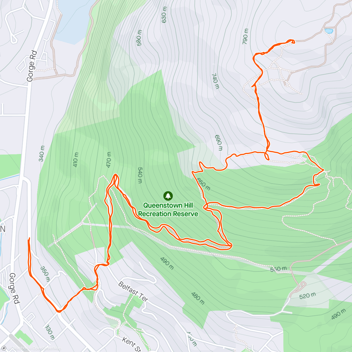 Map of the activity, Queenstown Hill