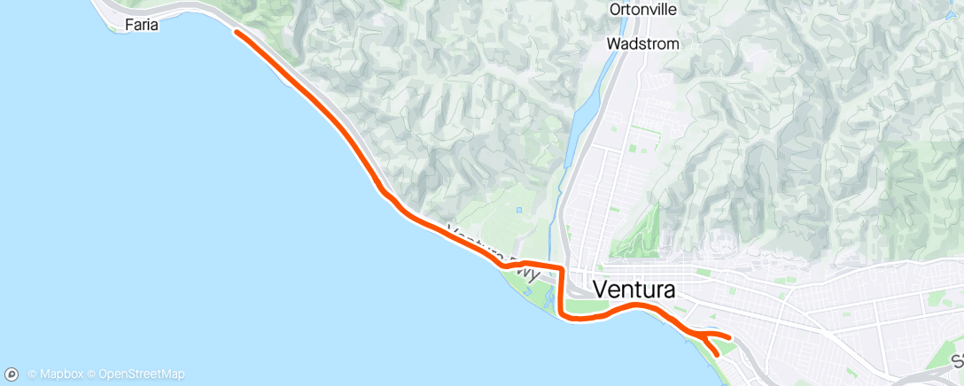 Map of the activity, 3 miles at 80%, 2 miles at 90%