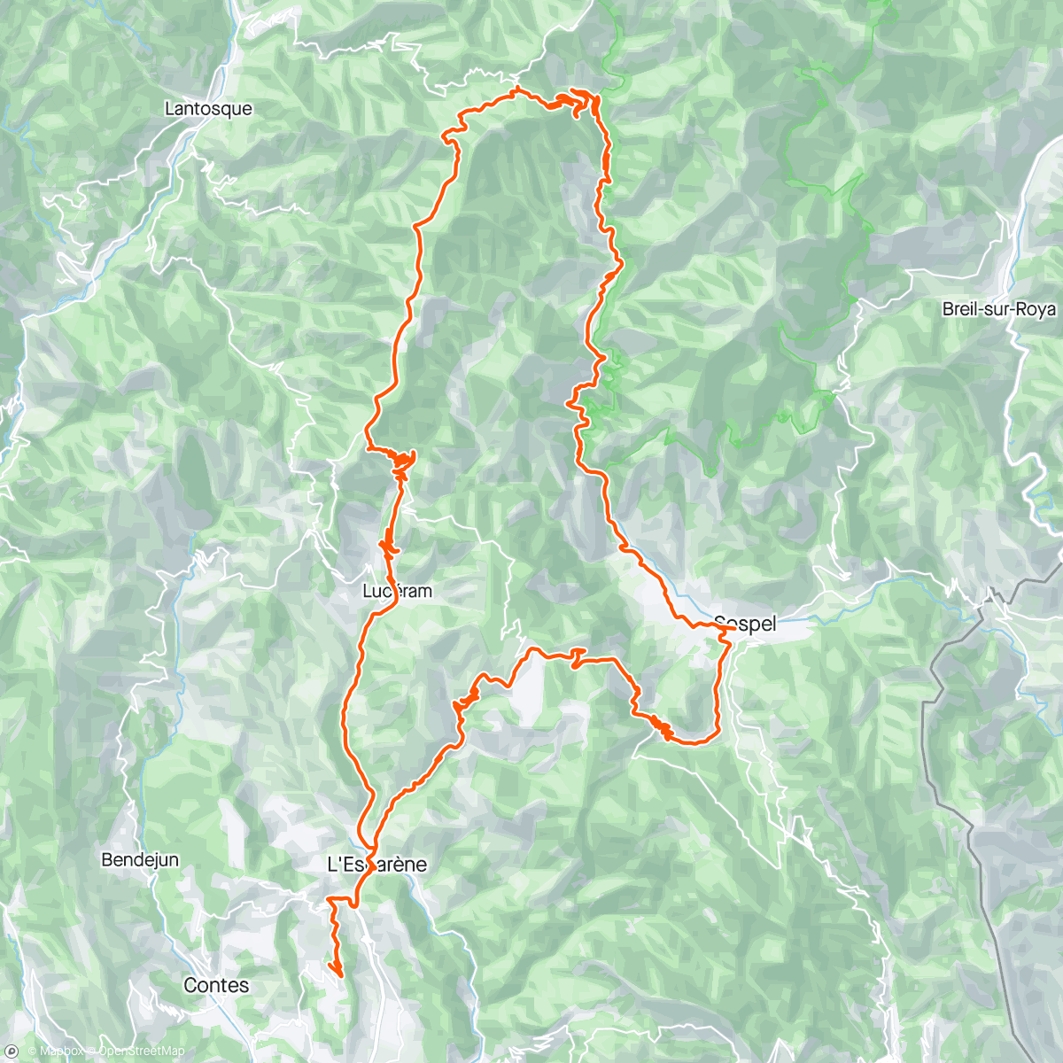Map of the activity, Voorkeur voor korte klimmen, 24km Turini wat aan de lange kant. Een vosje, Lamborghini‘s en een prachtige afdaling