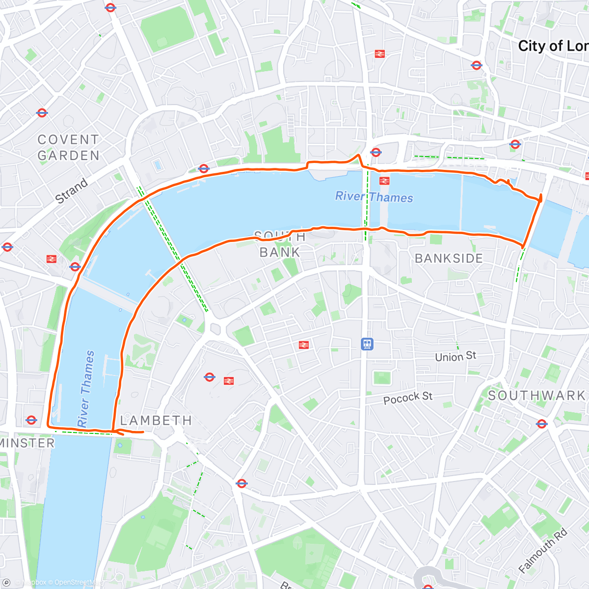 Map of the activity, 6 KM MORNING RUN in London ❤️