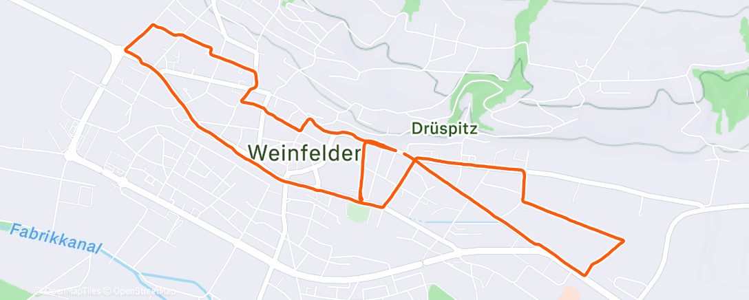 Map of the activity, Afternoon Run