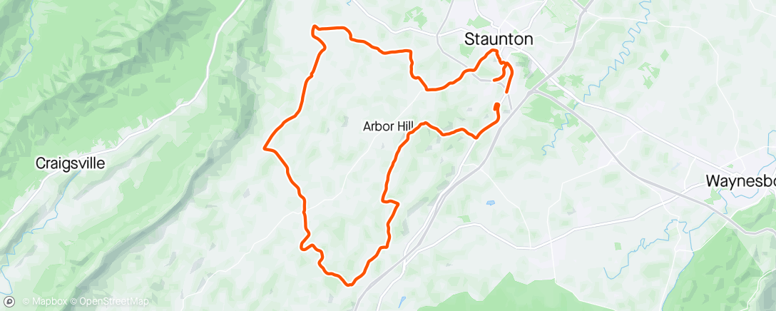 Map of the activity, Staunton Loop (USA, 41mi, 3,100')