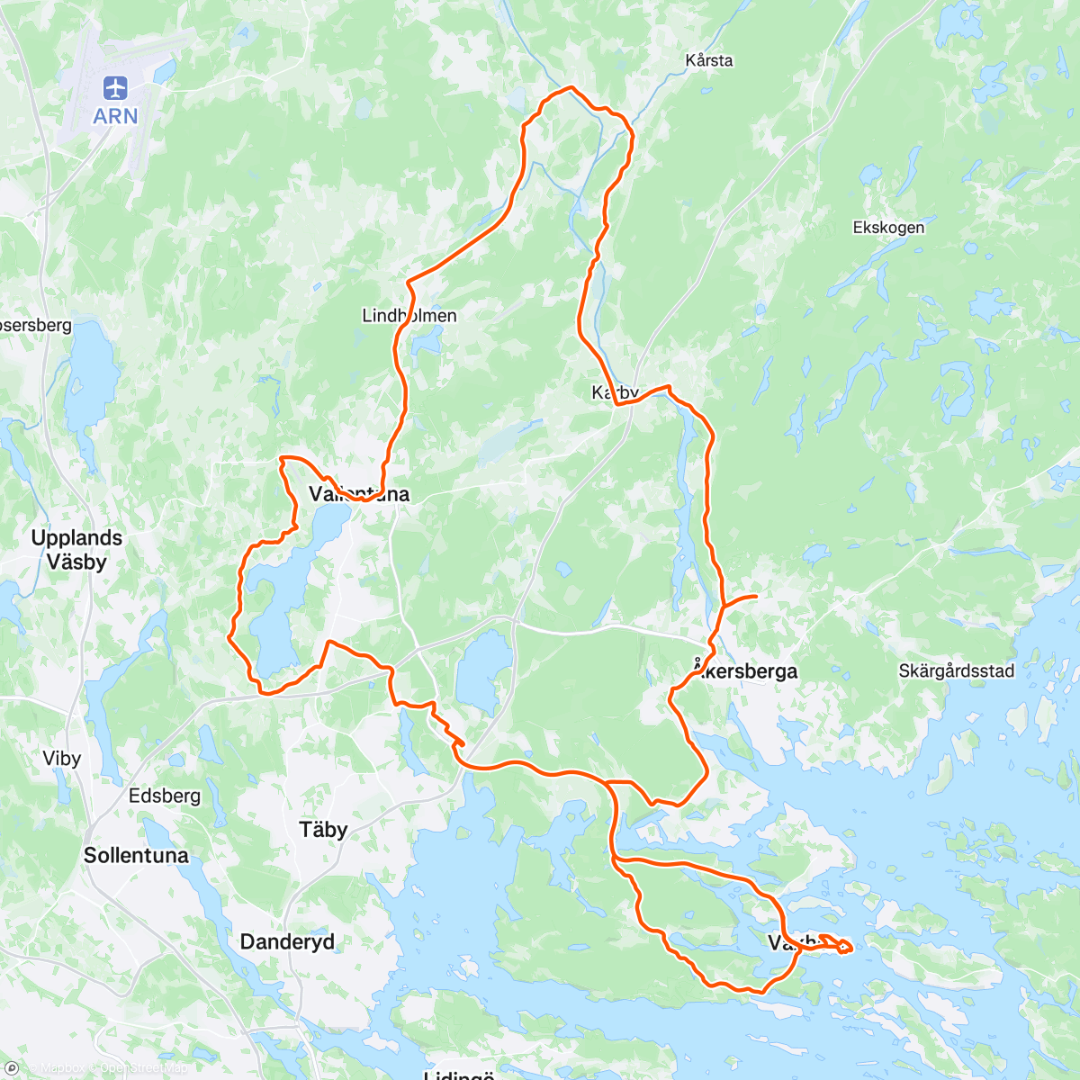 Map of the activity, Lunch Ride