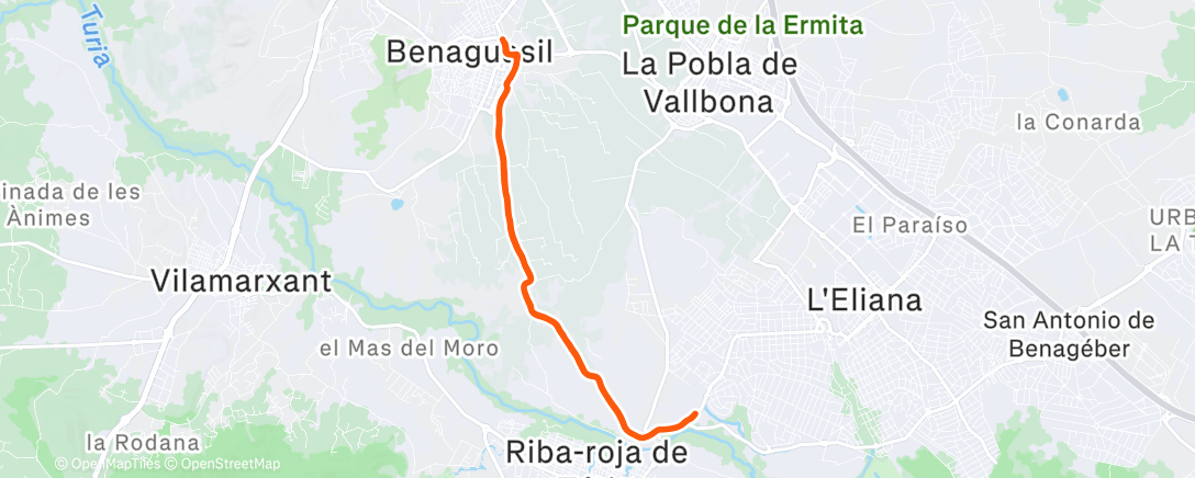 Map of the activity, 14k Benagua/Ribarroja
