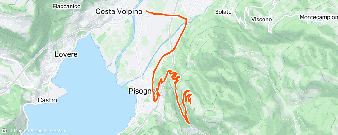 Map of the activity, Pedalata dell'ora di pranzo