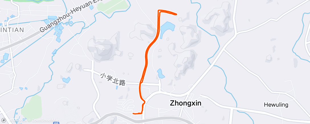 Map of the activity, 傍晚跑步
