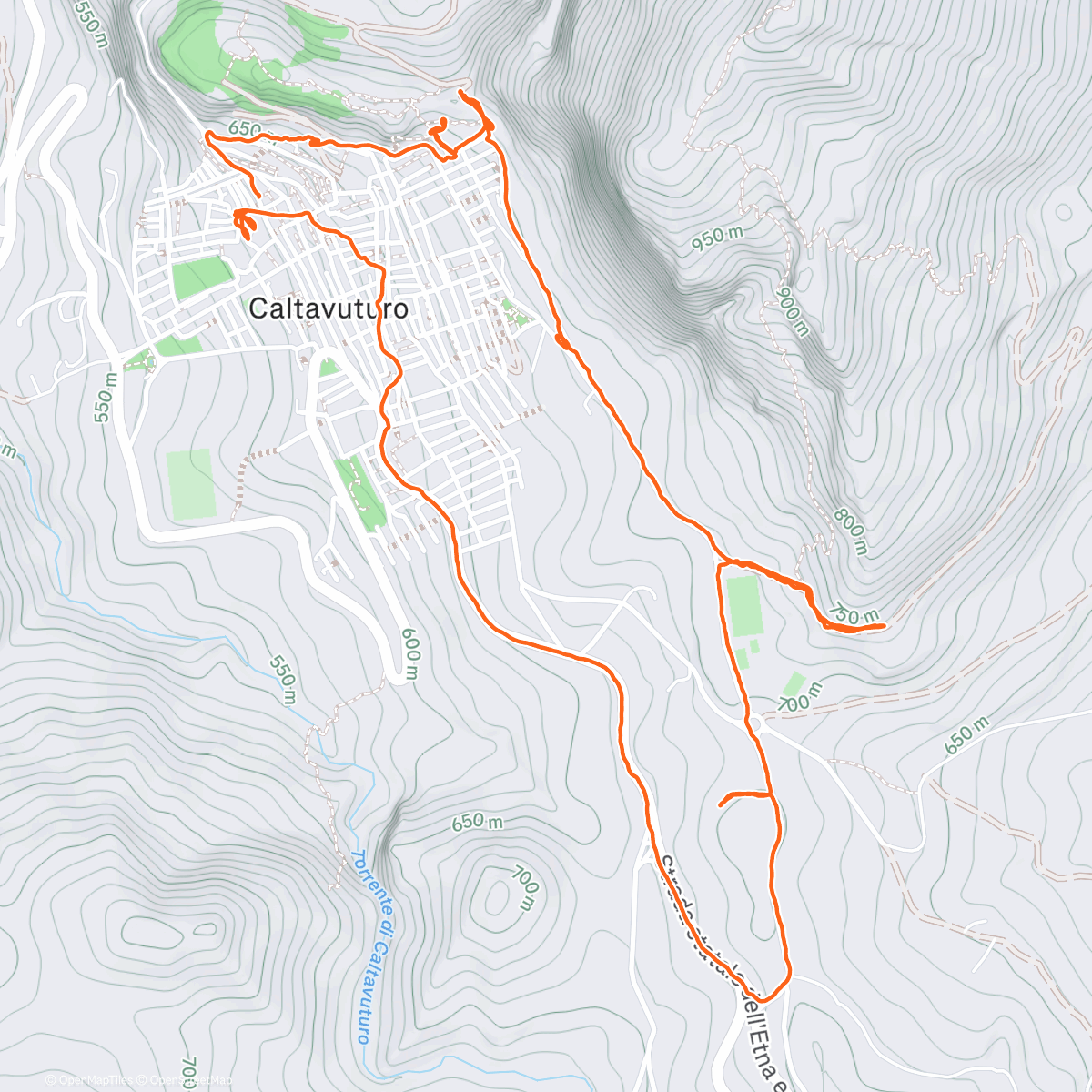 Map of the activity, giro tondo a Caltavuturo