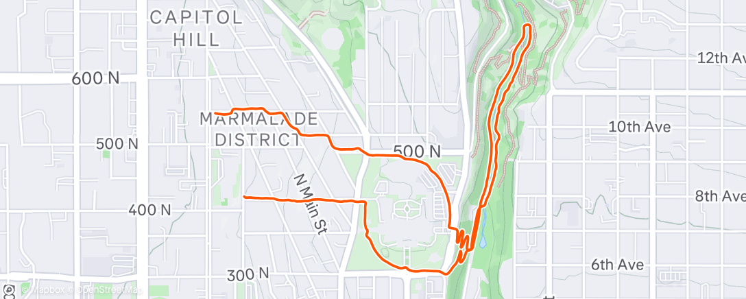 Map of the activity, Evening Run