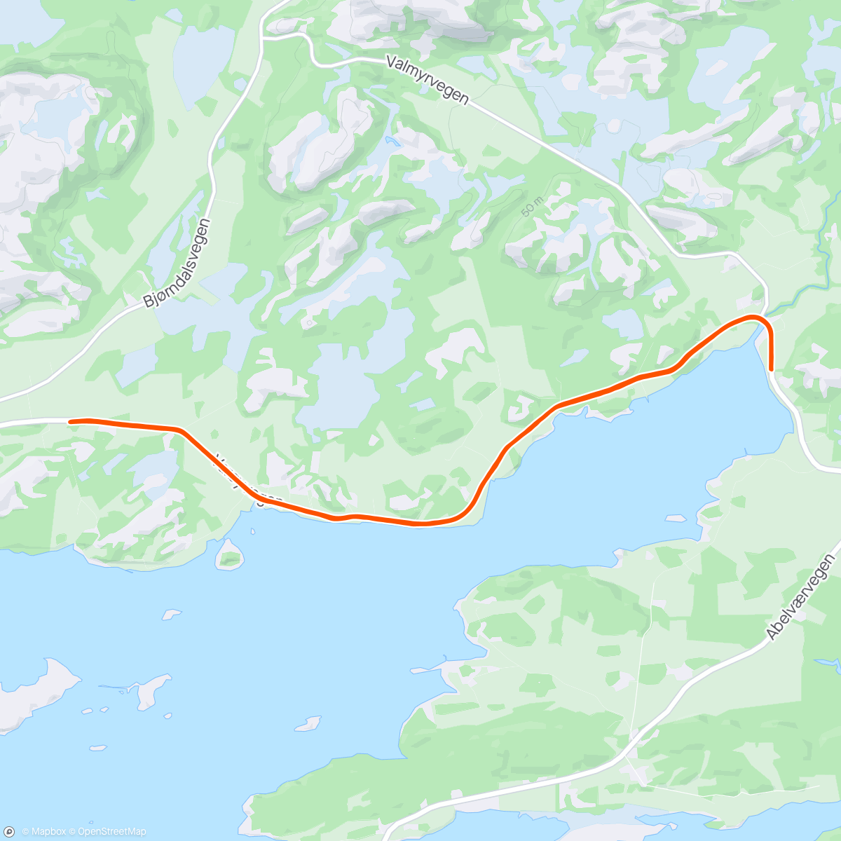 Map of the activity, 12 x 1km av/på