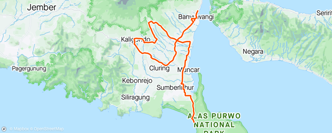 Map of the activity, Tour of Banyuwangi S2