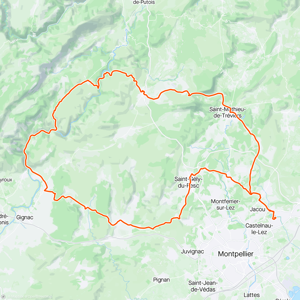 Map of the activity, Les gorges de l’Hérault en solo.