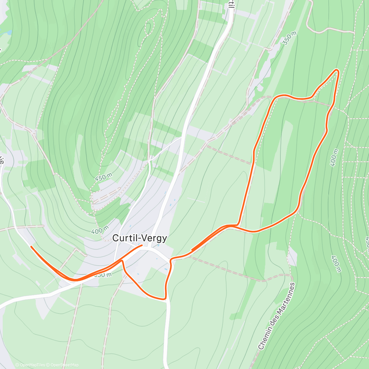 Map of the activity, Course à pied l'après-midi en nocturne