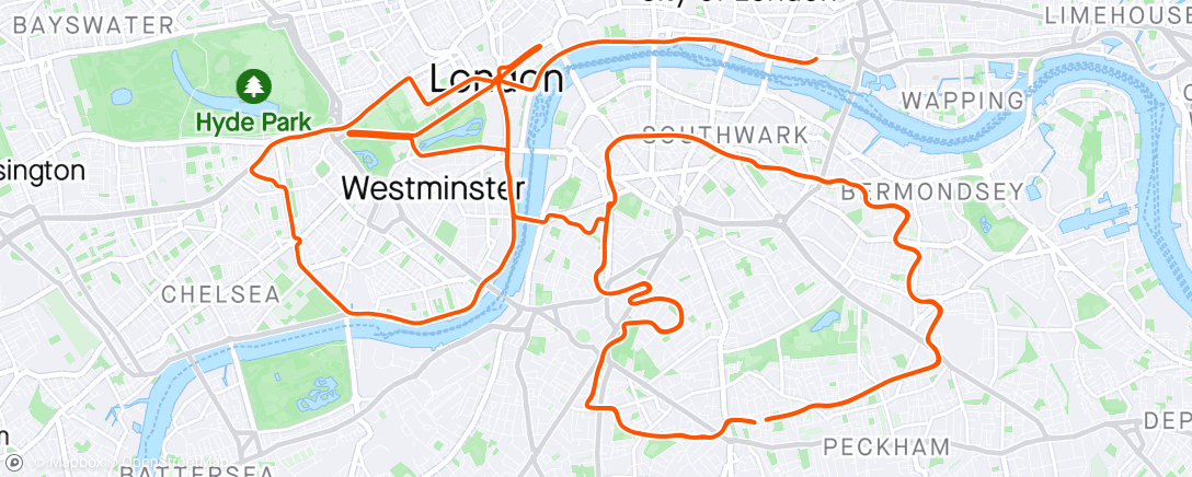 Mapa de la actividad, Zwift - 45min Riders Choice in London