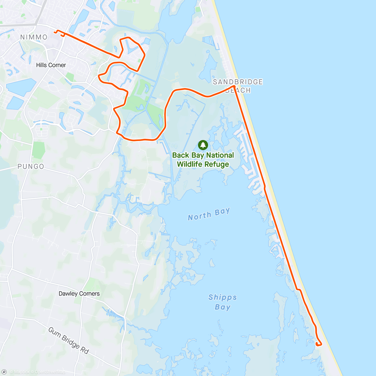 Map of the activity, CRC Doughnut Ride