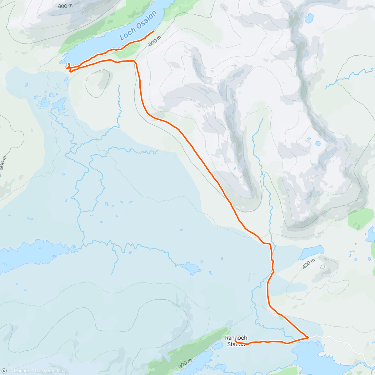 Map of the activity, Ossian to Rannoch