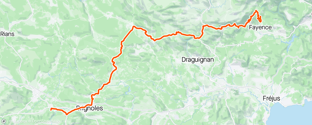 Mapa de la actividad (Tourves, Aups, Tourtour, Bourigailles ,Malueby)
