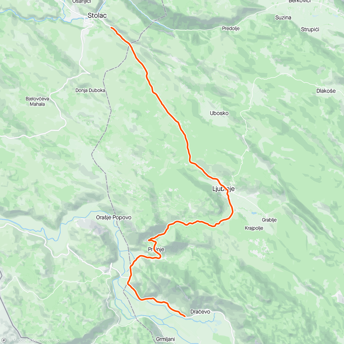 Map of the activity, Day 452 / #CPT2LDN / Herzegovina mountains