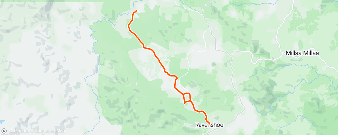 Map of the activity, Morning Ravenshoe ride with 18 SAOs