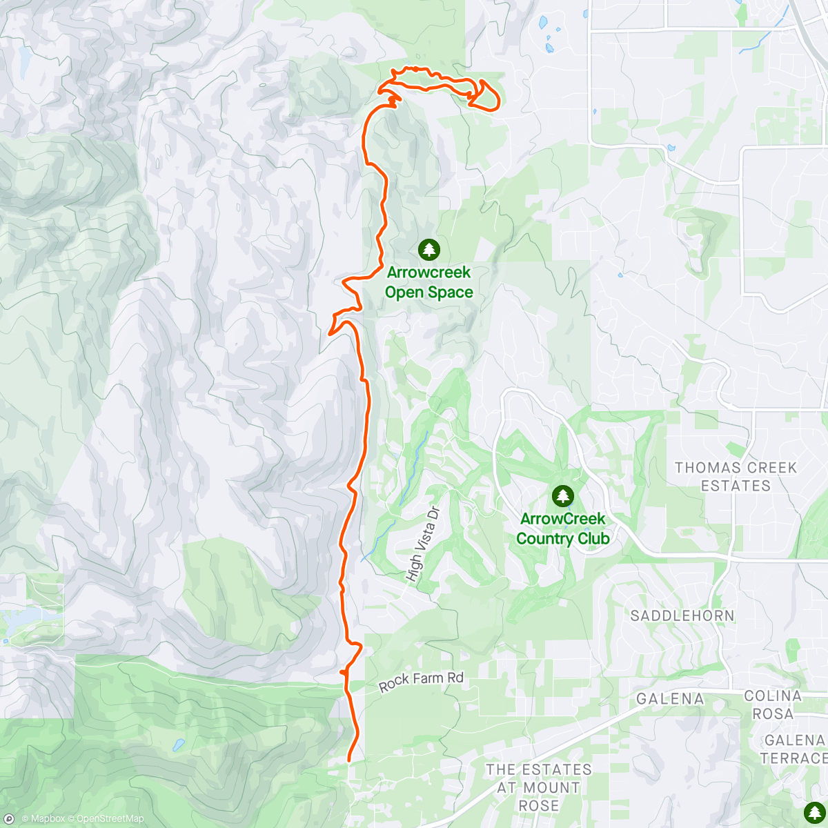 Map of the activity, Sierra Front Trail