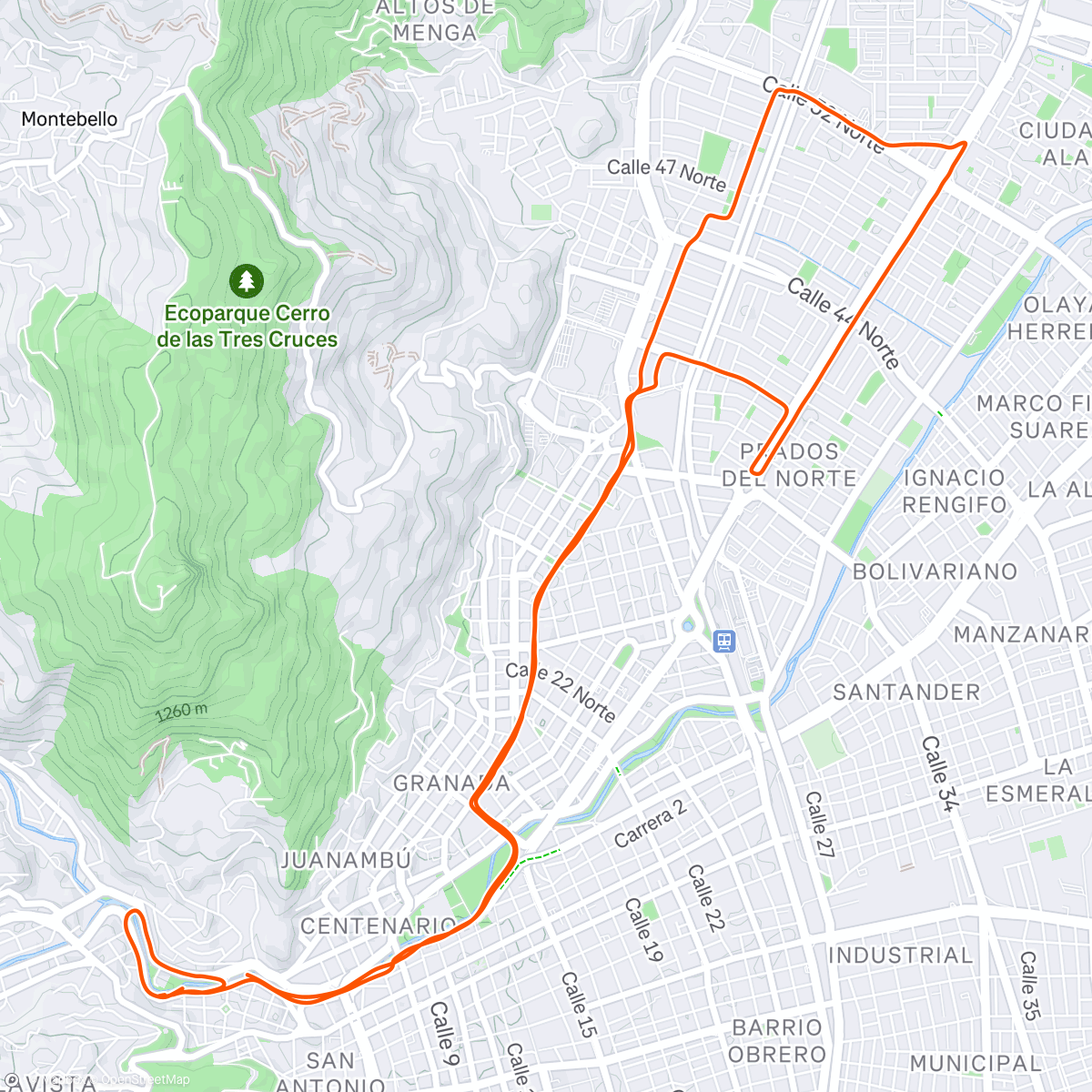 Map of the activity, Running