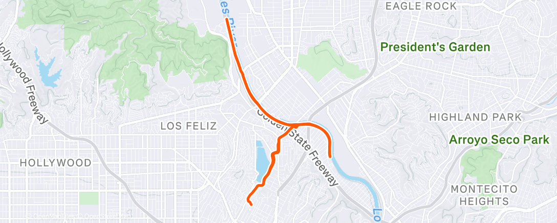 Mapa de la actividad (LA river workout)