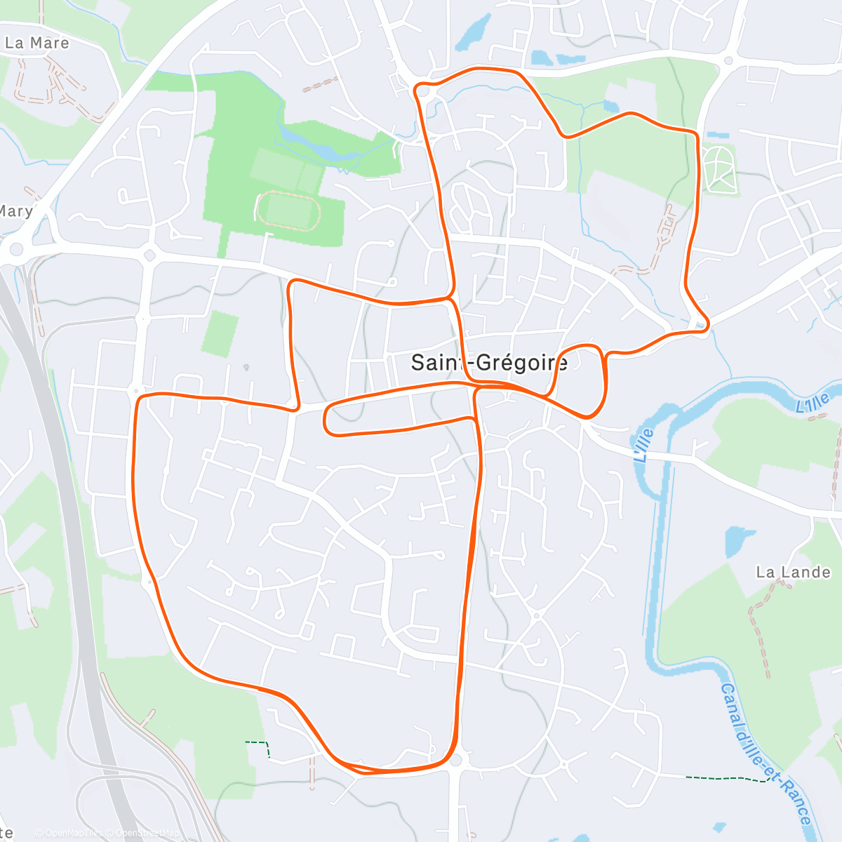 Map of the activity, 10km Blot Saint Grégoire